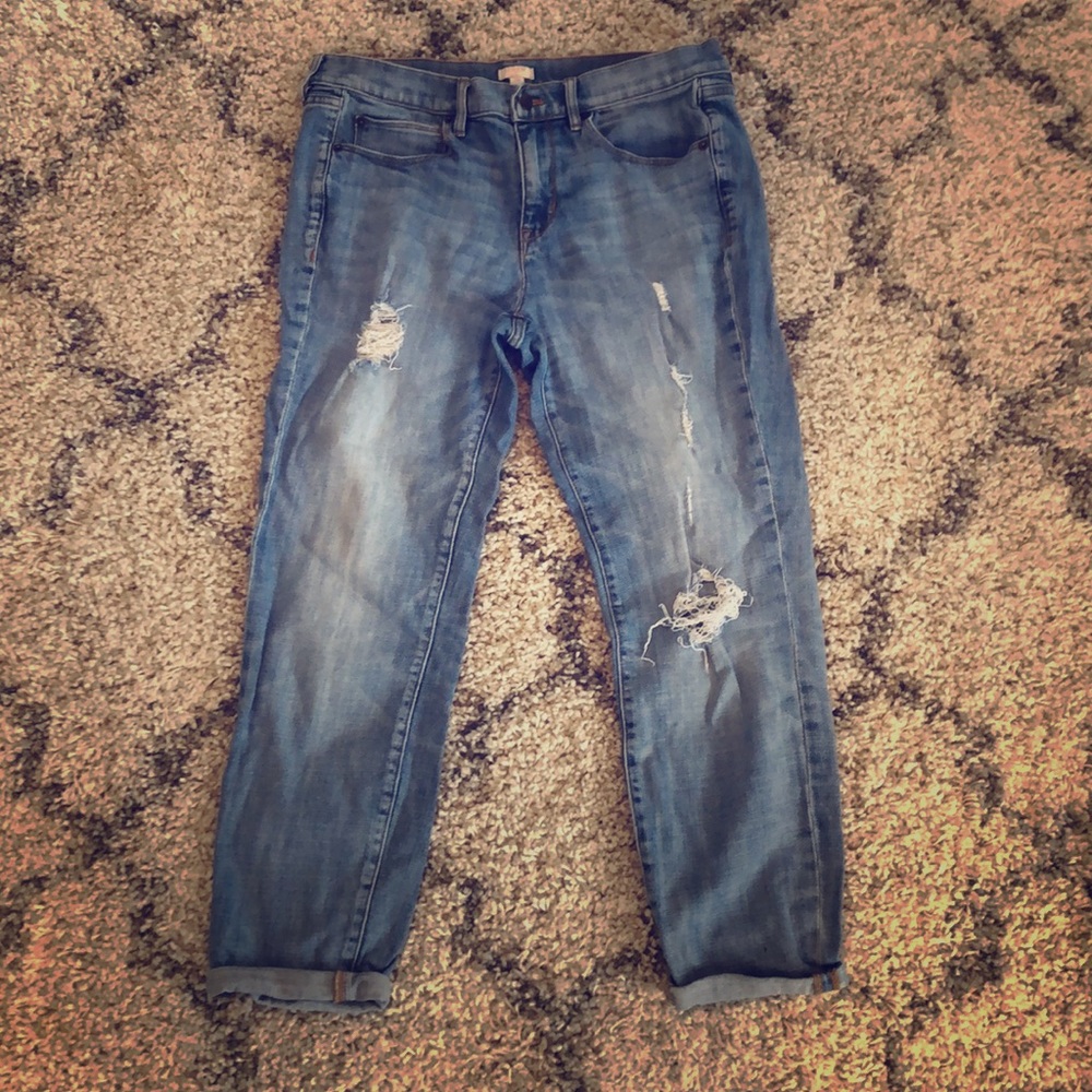 J Crew distressed ankle jeans size 29